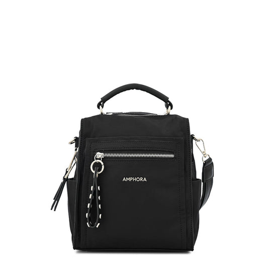 Ilisia Medium Textured Black Backpack