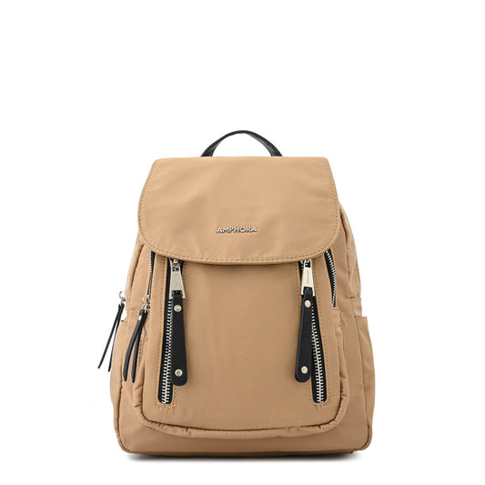 Medium beige crofia backpack with lid