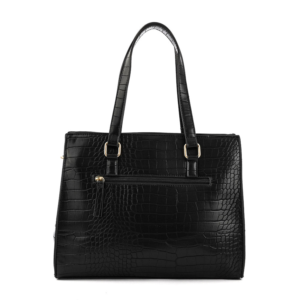 Wallet Two Handles Three divisions textured black alina