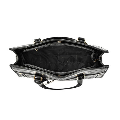 Wallet Two Handles Three divisions textured black alina