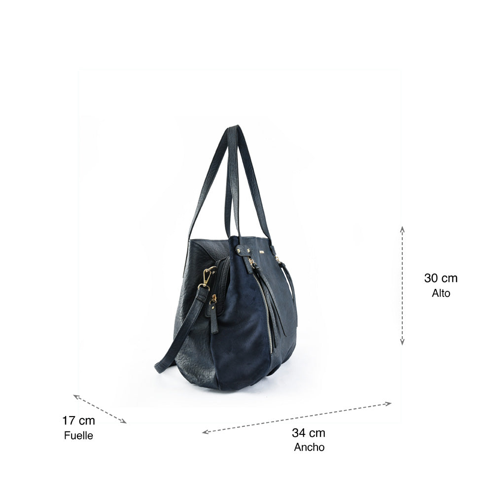 Wallet Two Handles Three divisions large dark blue clou