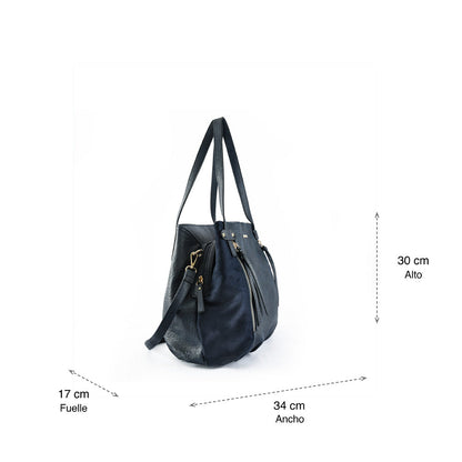 Wallet Two Handles Three divisions large dark blue clou