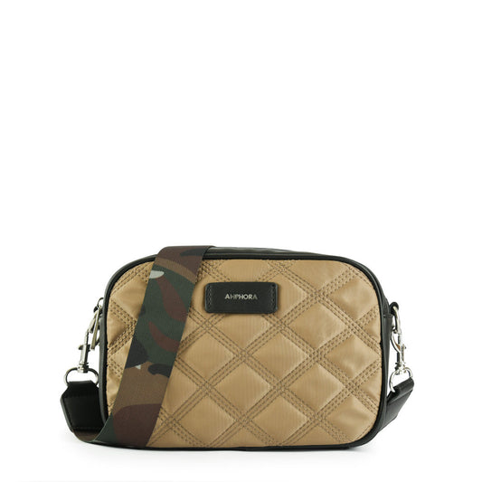 Small taupe couture crossbody bag