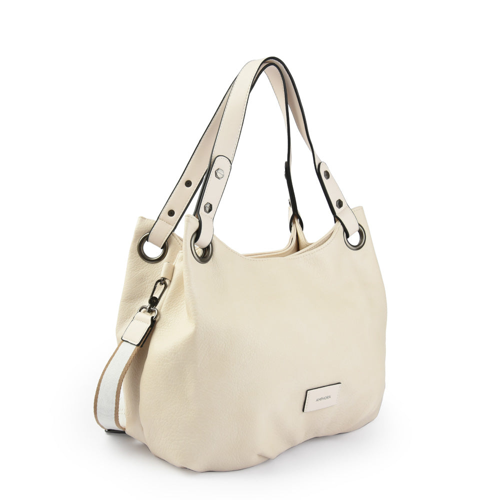 amphora silke cartera dos asas tres divisiones blanco crudo