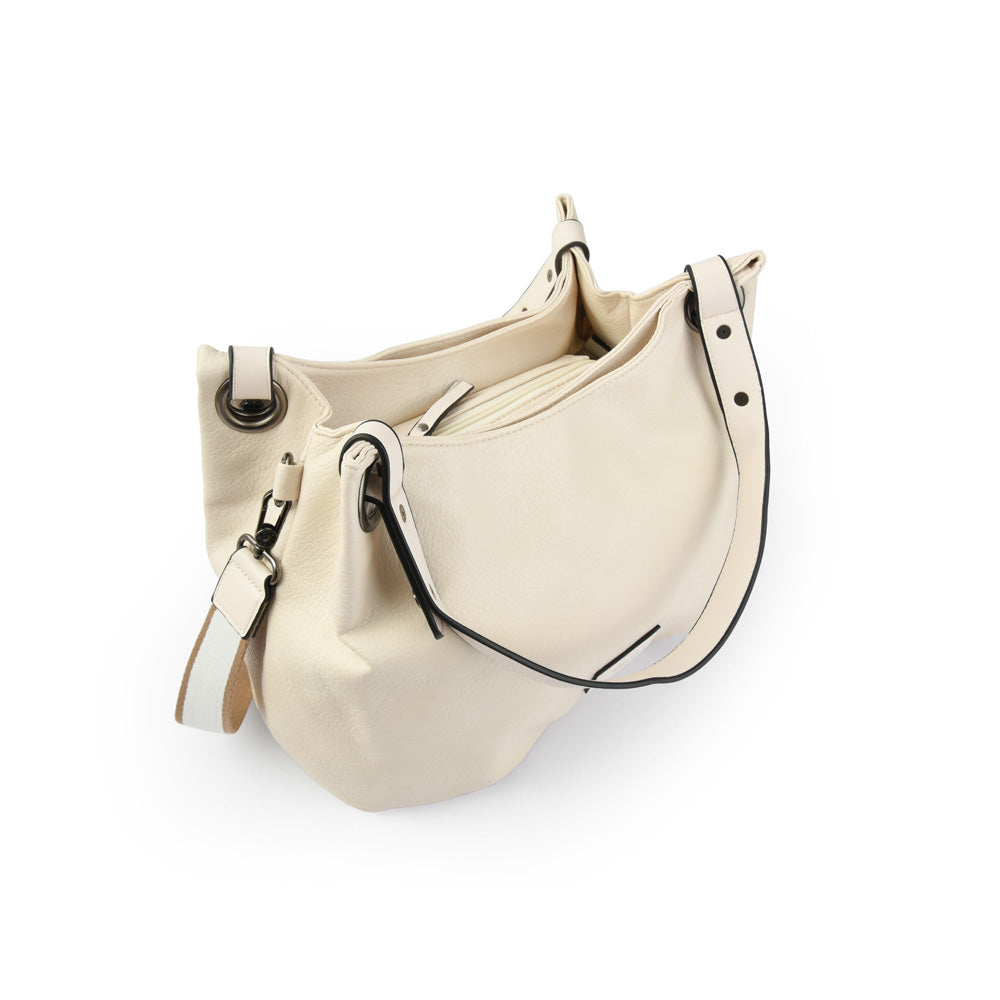 amphora silke cartera dos asas tres divisiones blanco crudo