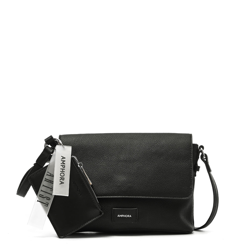 amphora cette cartera bandolera con tapa pequeña negro