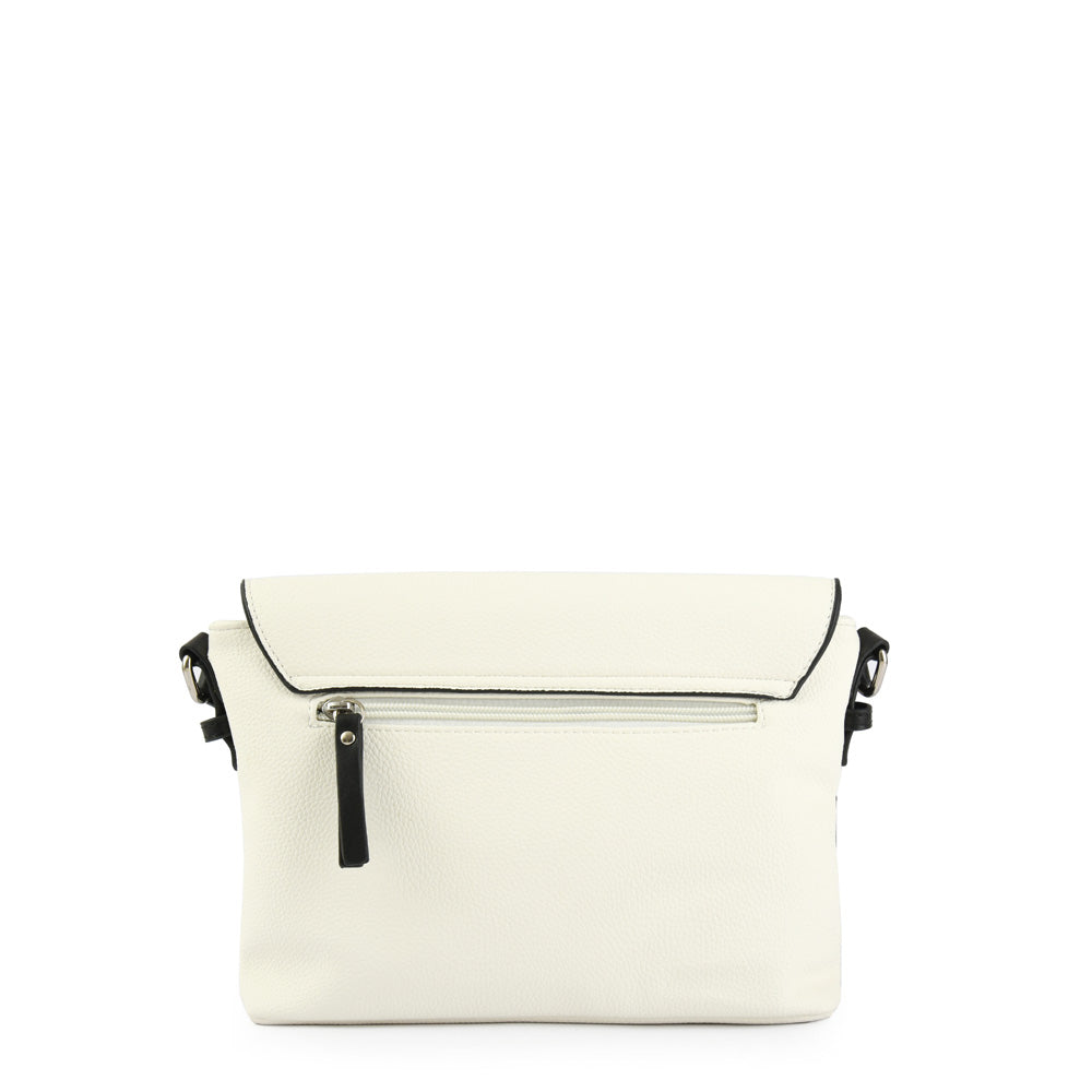 amphora cette cartera bandolera con tapa pequeña blanco crudo