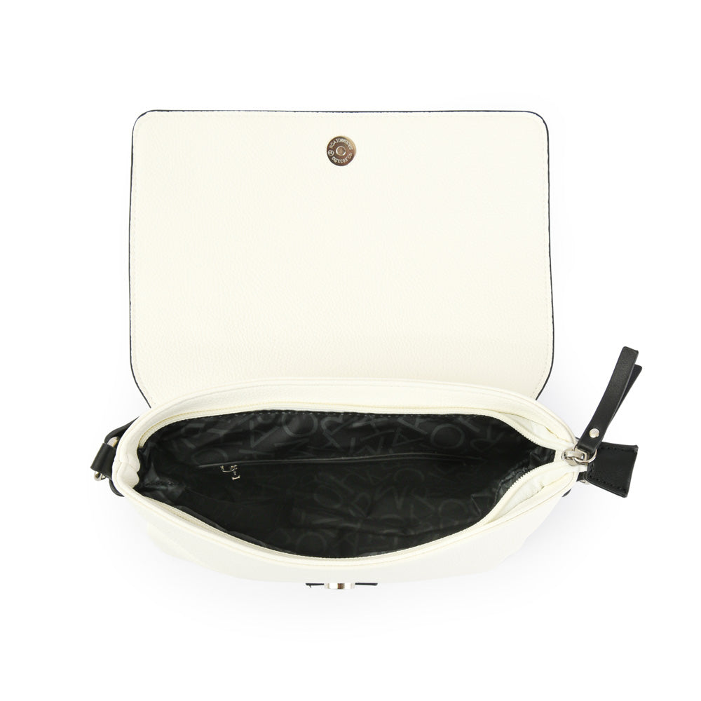 amphora cette cartera bandolera con tapa pequeña blanco crudo