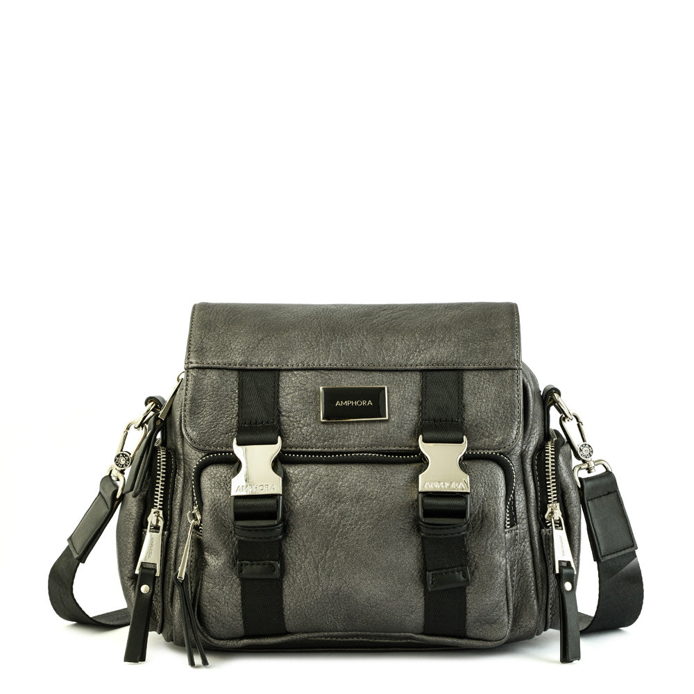 Medium dark silver dita crossbody wallet