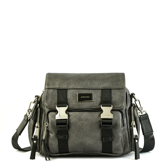 Medium dark silver dita crossbody wallet