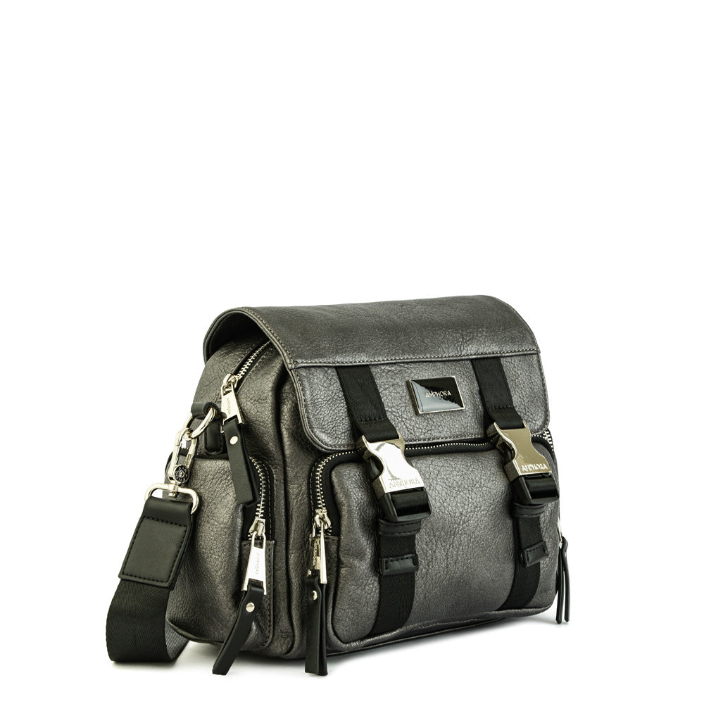 Medium dark silver dita crossbody wallet