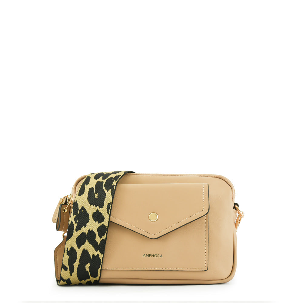 Small beige cyril crossbody wallet