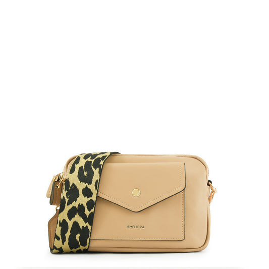 Small beige cyril crossbody wallet