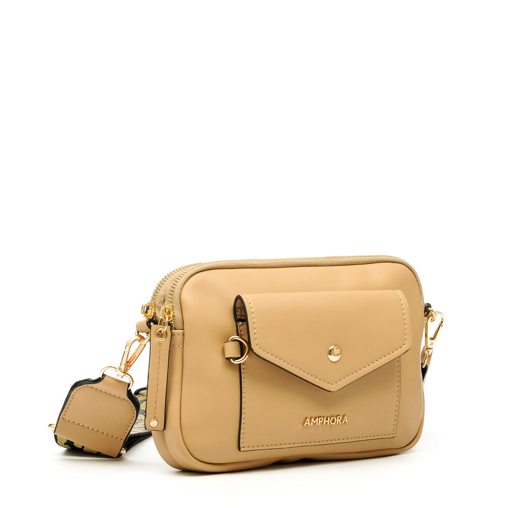 Small beige cyril crossbody wallet