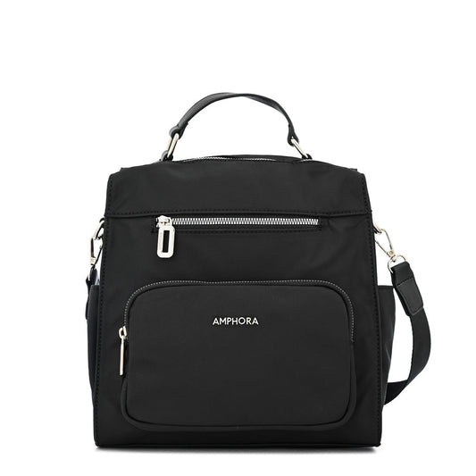 Textured Black Maxine Medium Backpack