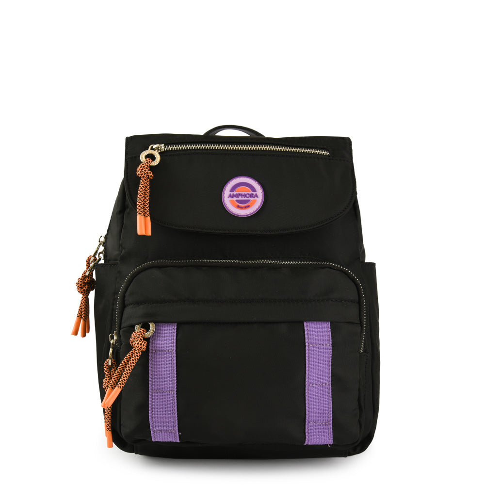 Adabella black medium lid backpack