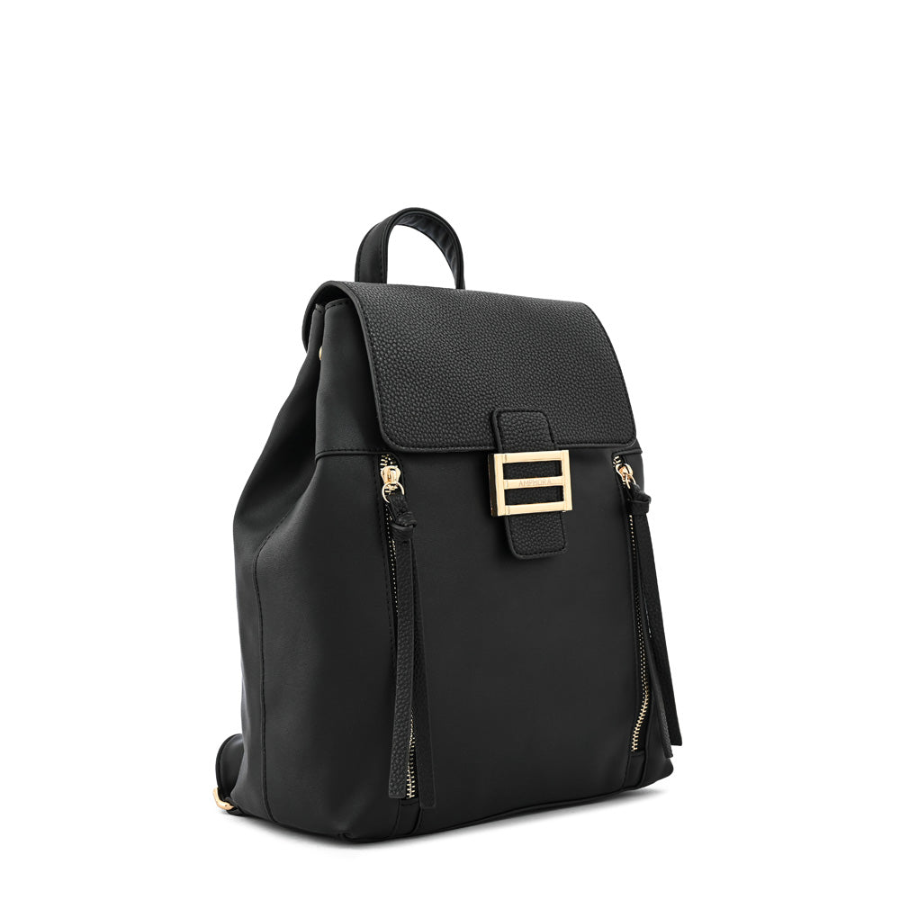 Large textured black calysta backpack