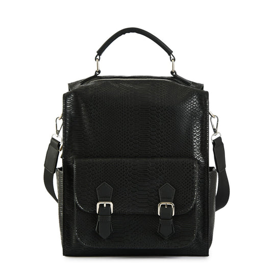 Large textured black chenoa backpack