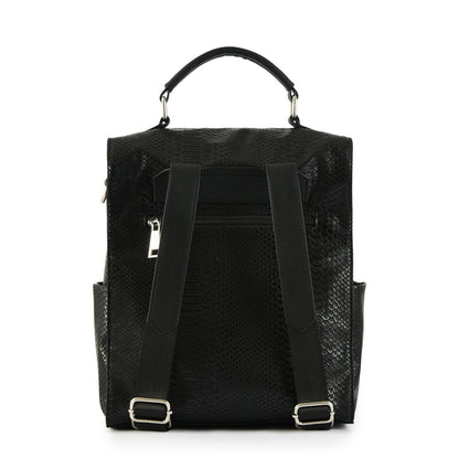 Large textured black chenoa backpack