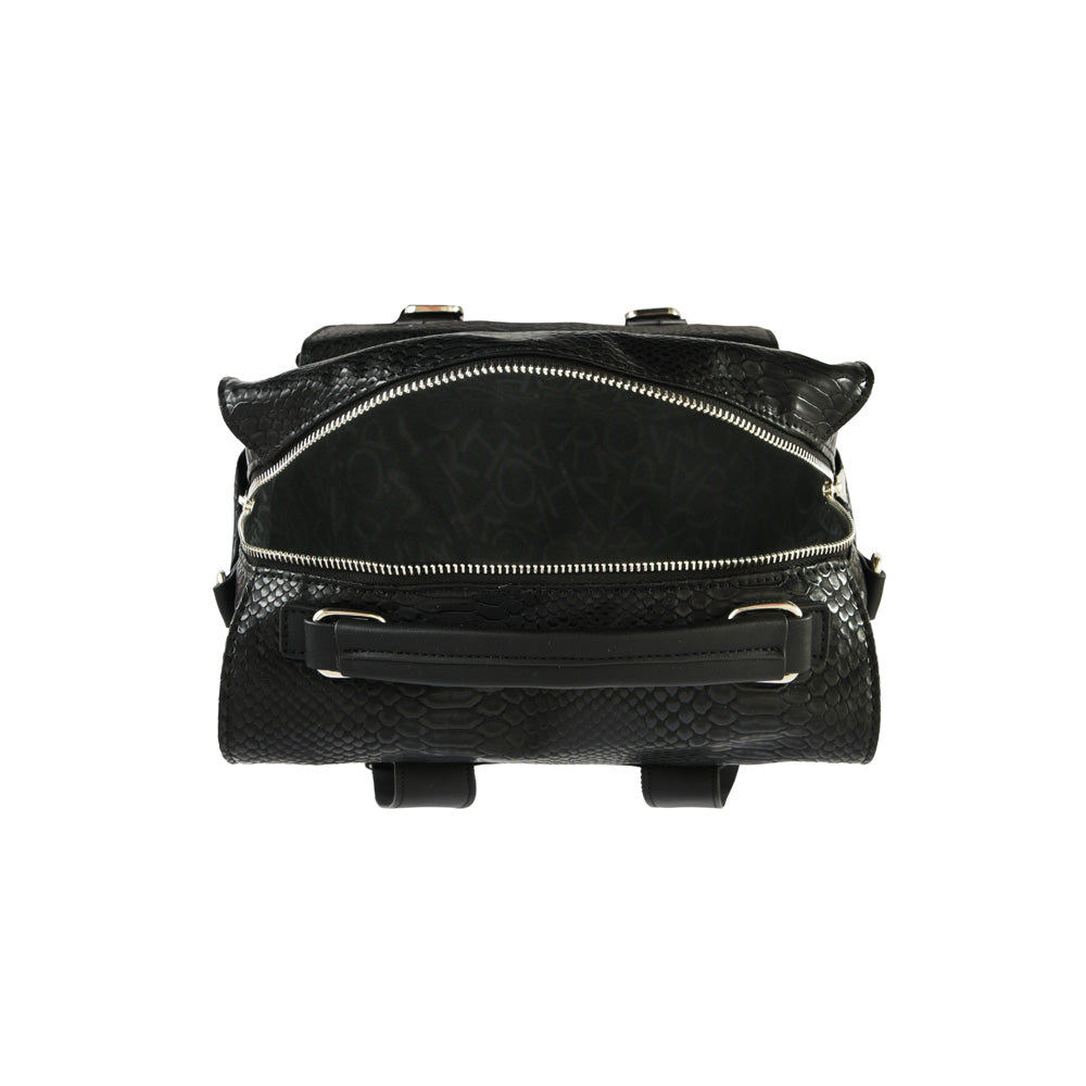 Large textured black chenoa backpack