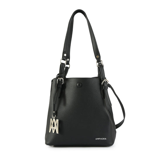 Small black Allena two-handle wallet