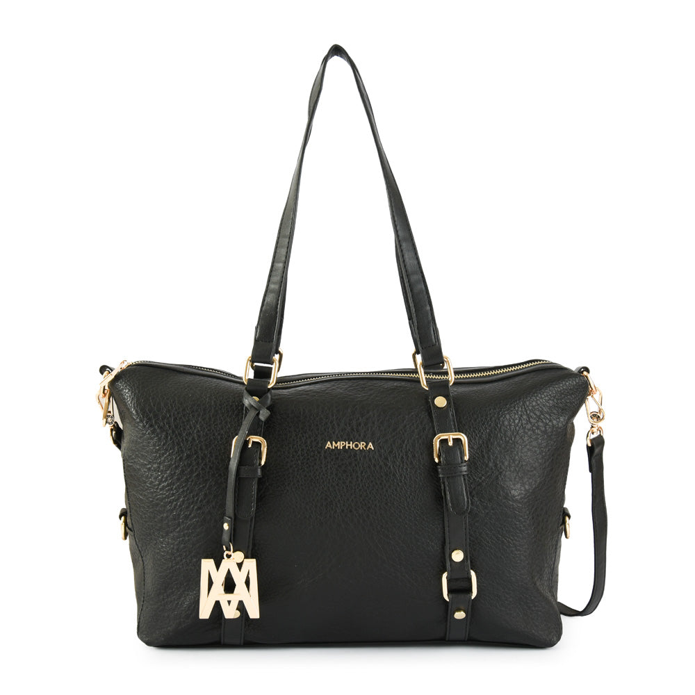 Neryza large black two-handle wallet