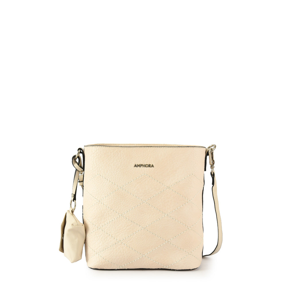 Medium raw white uranite shoulder bag