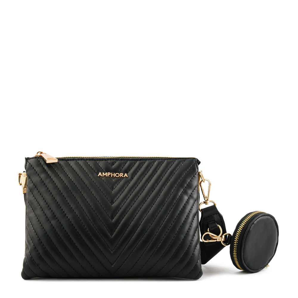 Small black pariz crossbody wallet