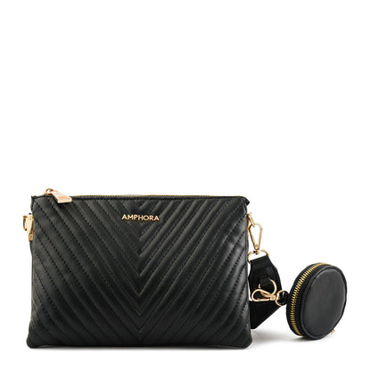 Small black pariz crossbody wallet