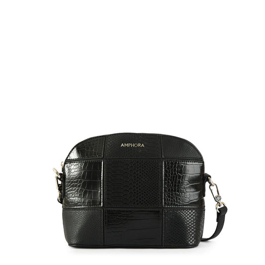 Small textured black mochi crossbody bag