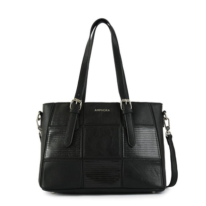 Medium black mochi two-handle wallet