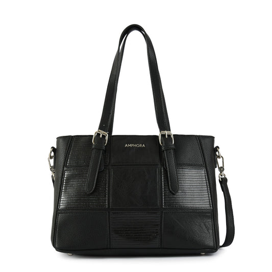 Medium black mochi two-handle wallet