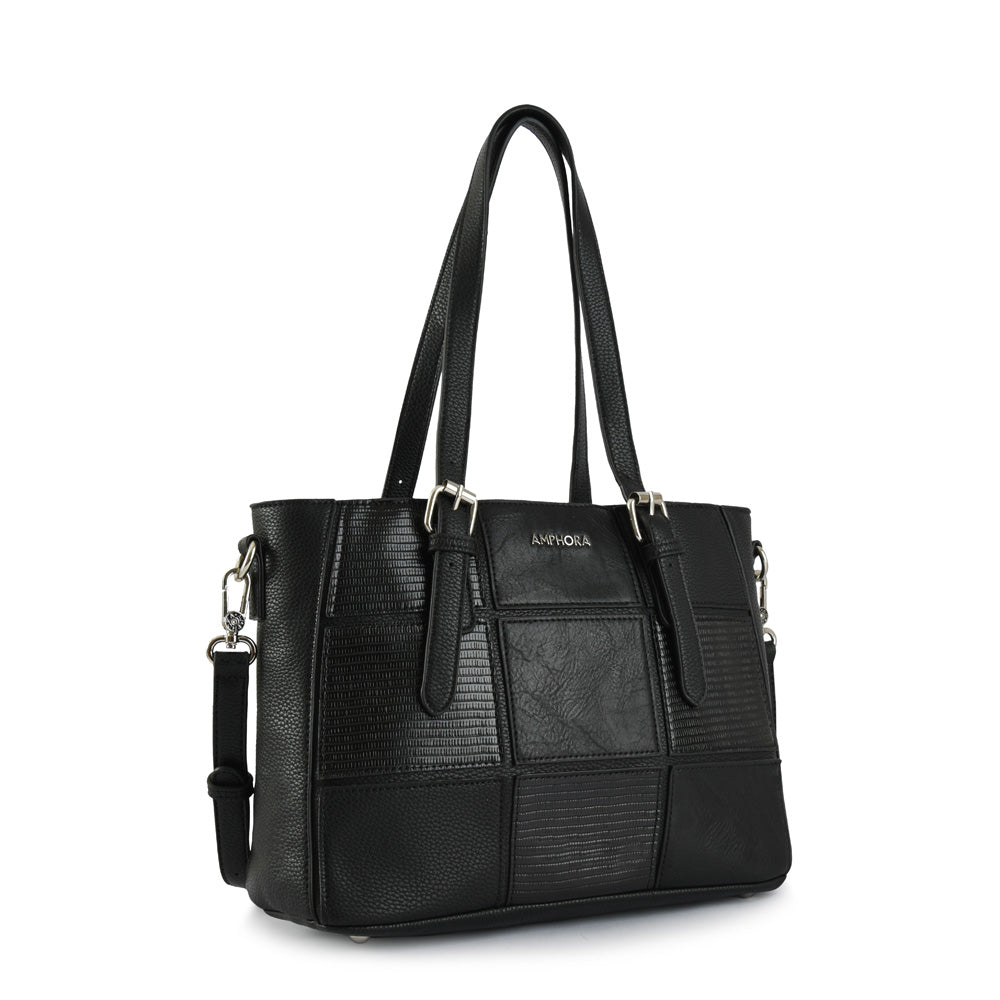 Medium black mochi two-handle wallet