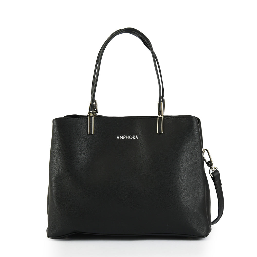 Medium black carmina two-handle wallet