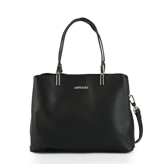 Medium black carmina two-handle wallet
