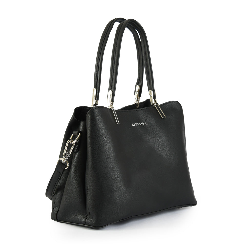Medium black carmina two-handle wallet