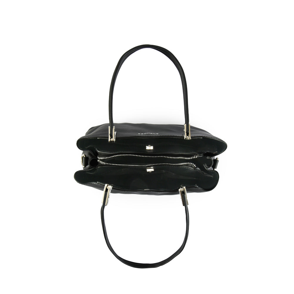 Medium black carmina two-handle wallet