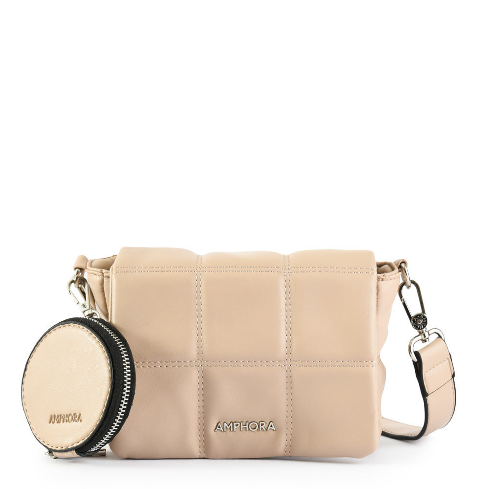 Small dark beige meli crossbody wallet