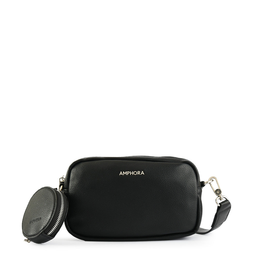 Faruk small black crossbody wallet