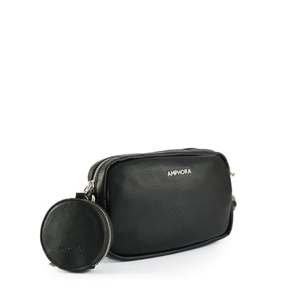 Faruk small black crossbody wallet