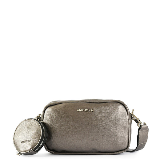 Faruk small dark silver crossbody wallet