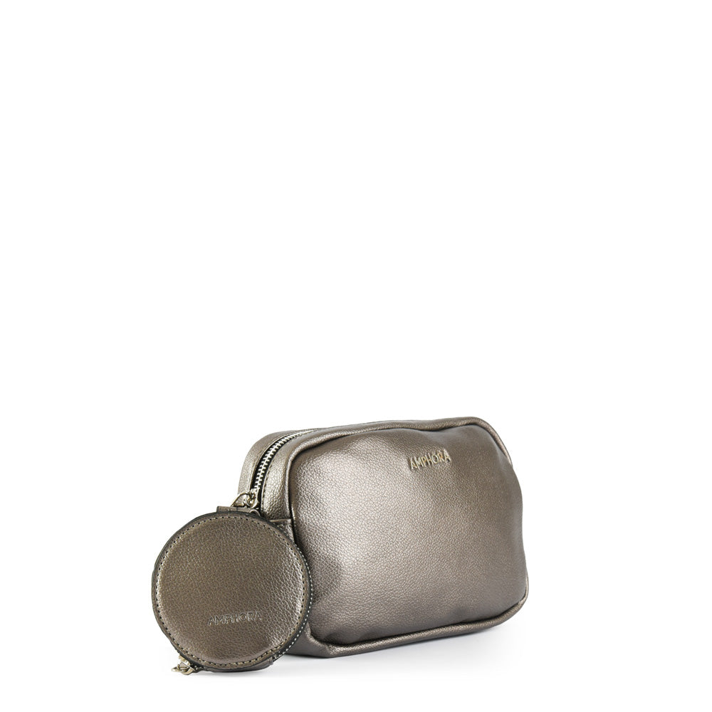 Faruk small dark silver crossbody wallet