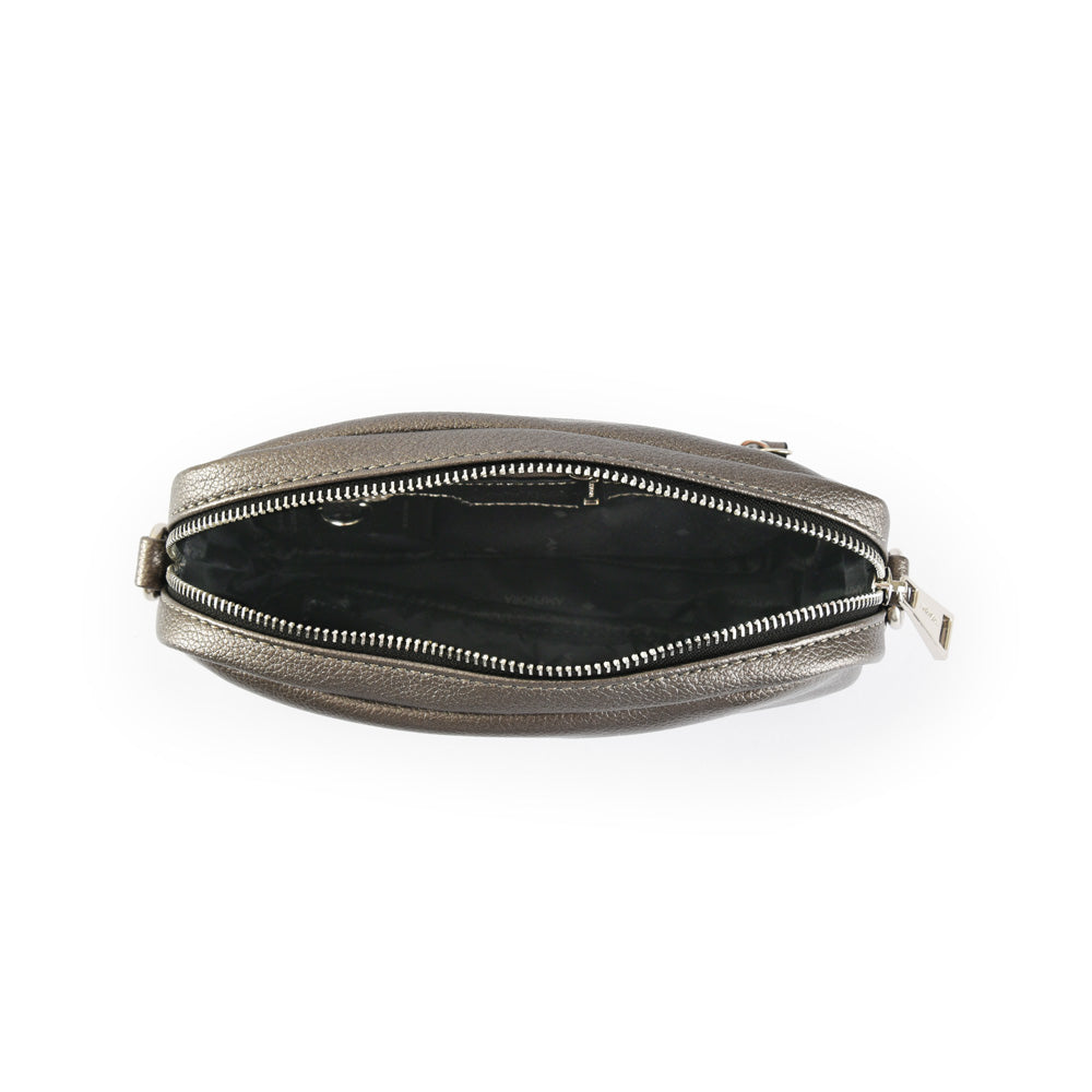 Faruk small dark silver crossbody wallet