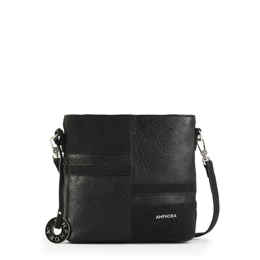 Small black piril crossbody wallet