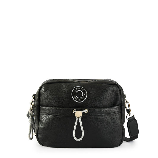 Medium black roudy crossbody wallet