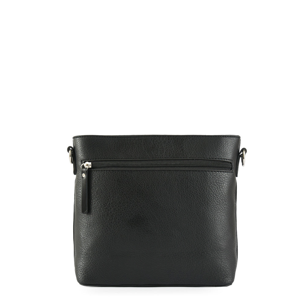 Medium black blossom crossbody bag