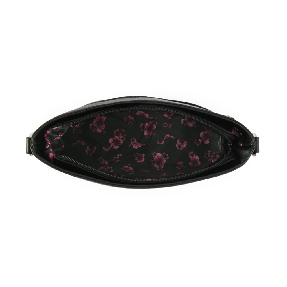 Medium black blossom crossbody bag
