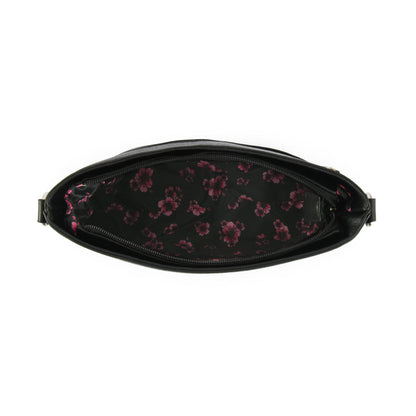 Medium black blossom crossbody bag