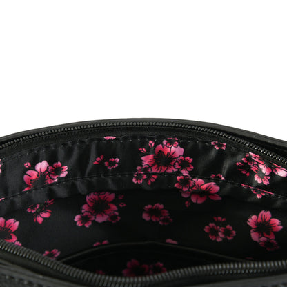Medium black blossom crossbody bag