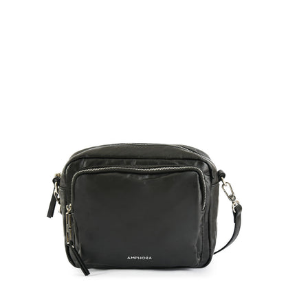 Small black organic crossbody wallet